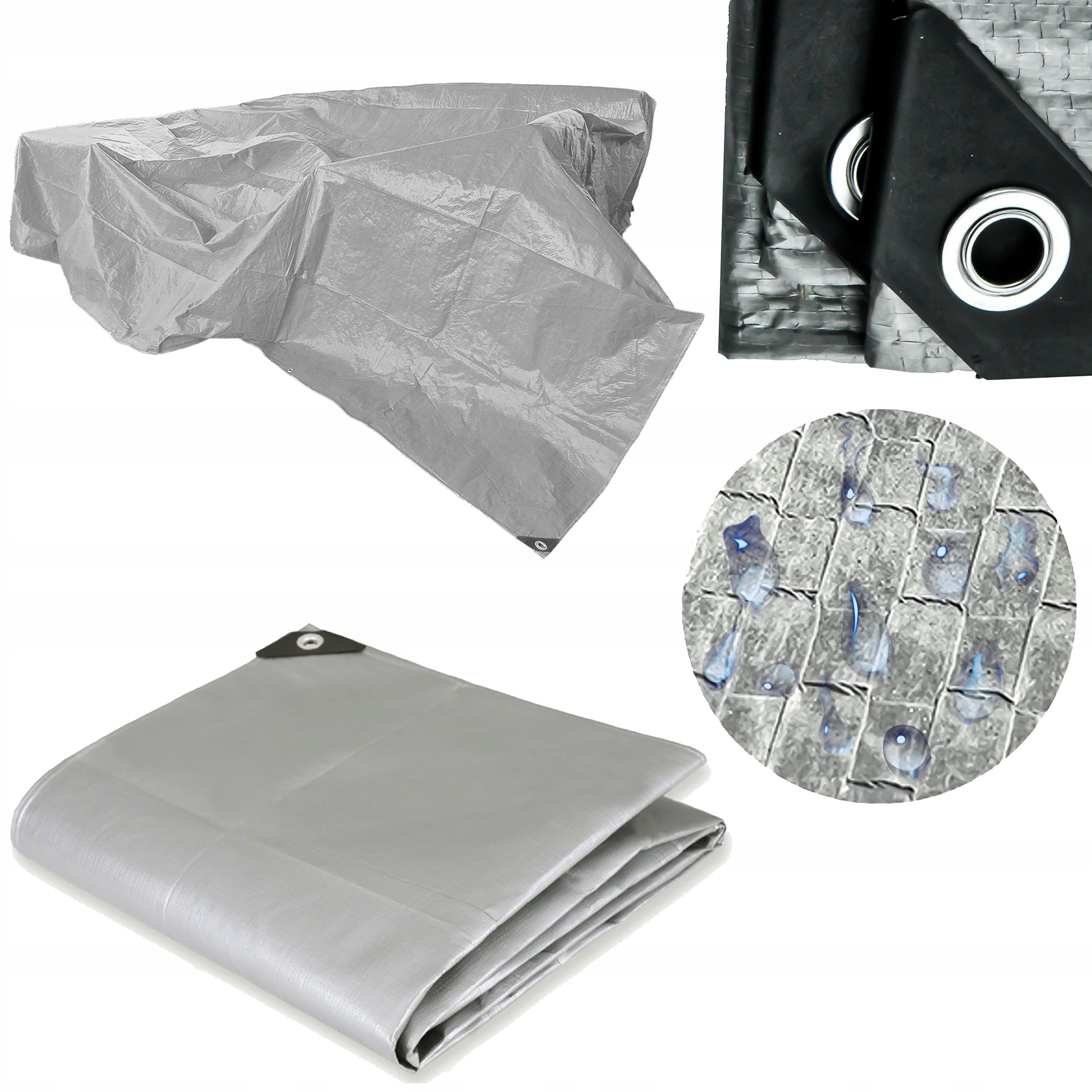 Vodoodolná plachta 6x4 m, strieborná, 120 g/m², vyrobená z pevného polyetylénového materiálu